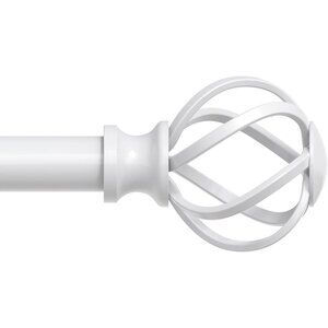 White Curtain Rods for Windows 18-45 Inch With Twisted Cage Finials Adjustabl...